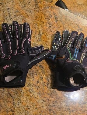 Kids Black Multi-Color Grip Gloves - Youth Protective Gloves Medium And Large